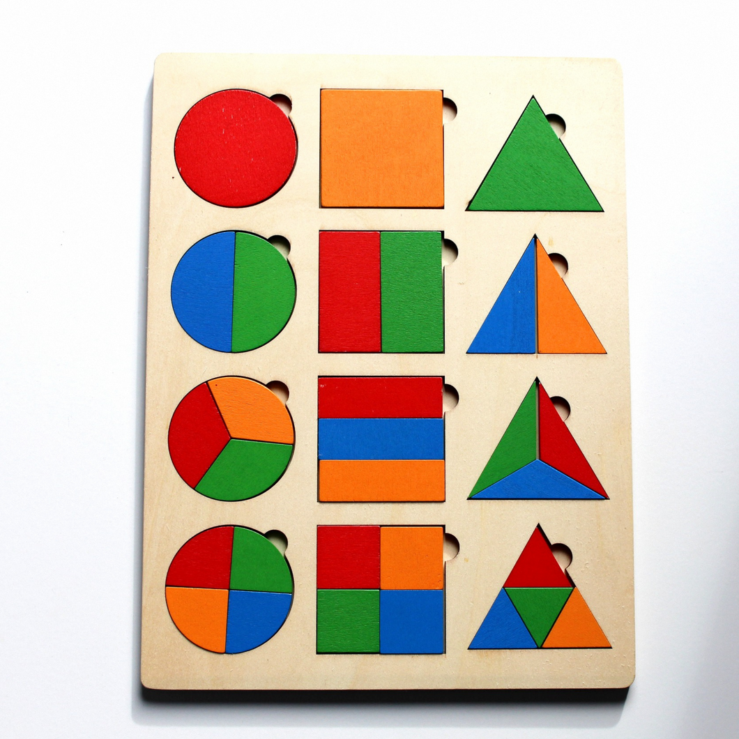 Wooden Shape and Fraction Puzzle