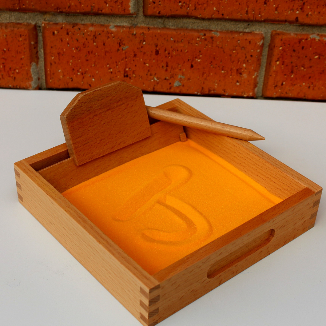 Montessori Letter Writing Sand Tray with Wooden Pen