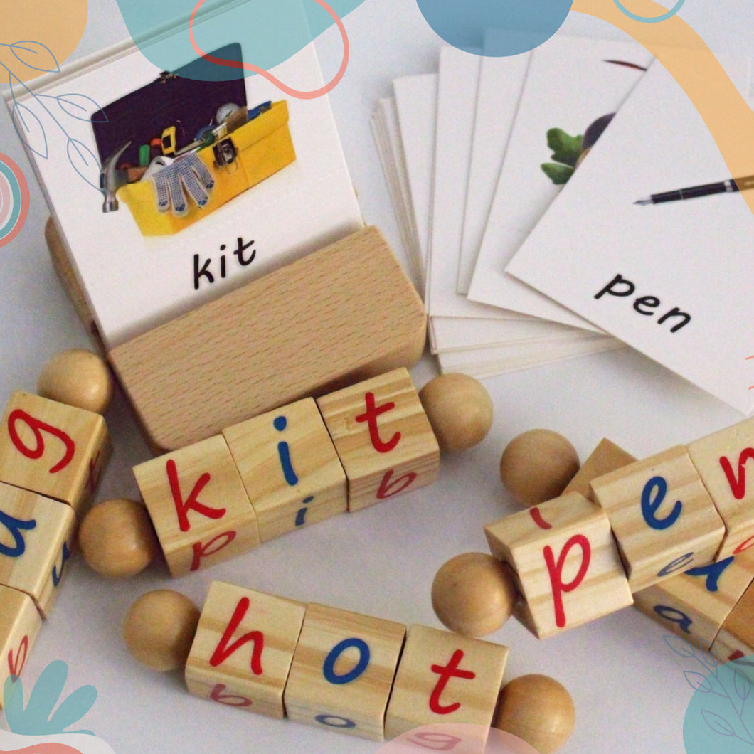 Twistable Wooden Blocks, Montessori Spelling Teaching Tool